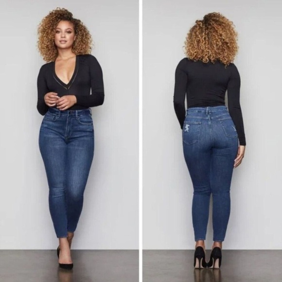 Good American Good Waist High Rise Skinny Jeans in Blue 195 Size 4/27 - Picture 1 of 8